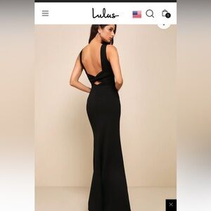 Lulus Love In Your Eyes Black Knotted Mermaid Maxi Dress in XS